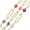 304 Stainless Steel Enamel Evil Eye & Long Oval Link Chains CHS-K021-12G-04-1