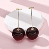 304 Stainless Steel Cherry Stud Earrings EJEW-L304-13G-01-2