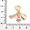 Brass Micro Pave Clear Cubic Zirconia and Enamel European Dangle Charms KK-T079-74G-3