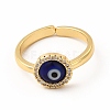 Lampwork Evil Eye Open Cuff Ring with Clear Cubic Zirconia RJEW-L104-01G-02-2