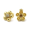 Flower Rack Plating Brass Micro Pave Cubic Zirconia Stud Earrings for Women EJEW-O001-06G-2