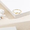 1Pc Letter Brass Rhinestone Open Cuff Rings for Women AJEW-LP0004-47C-G-3