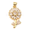 Real 18K Gold Rack Plating Brass Micro Pave Cubic Zirconia Pendants ZIRC-L100-138G-2