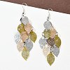 430 Stainless Steel Leaf Dangle Earrings EJEW-A137-06P-05-3