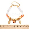 304 Stainless Steel & Synthetic Rainbow Stone Charm Bracelets BJEW-K247-03G-5