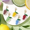 Glass Seed Beaded Grape Pendant Decoration HJEW-MZ00158-1