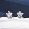 Brass Micro Pave Clear Cubic Zirconia Stud Earrings EJEW-C174-02C-P-1