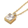 Square Vacuum Plating 304 Stainless Steel Pendant Necklaces NJEW-G125-07G-2