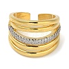 Rack Plating Brass Micro Pave Cubic Zirconia Cuff Finger Rings for Women RJEW-C114-16D-G-2