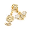 Spring Brass Pave Clear Cubic Zirconia Pendants KK-H268-13A-G-1