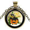 Halloween Theme Glass Pendant Necklaces NJEW-J057-B938-AB-1