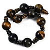 Natural Yellow Tiger Eye & Dyed Blue Tiger Eye(Dyed & Heated) 3-Hole Guru Beads Strands G-H064-E05-04A-3