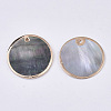 Natural Black Lip Shell Pendants SSHEL-T012-02-2