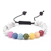 2Pcs 2 Style Natural Howlite & Golden Sheen Obsidian & Mixed Stone Round Braided Bead Bracelets Set for Women BJEW-JB08385-9