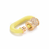 Brass Micro Pave Clear Cubic Zirconia Screw Carabiner Lock Charms ZIRC-S067-068G-NR-2