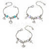 3 Pcs 3 Styles Alloy Snake Chain Charms Bracelets BJEW-JB11448-2
