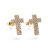 Brass Micro Pave Cubic Zirconia Stud Earrings EJEW-L224-27G-1