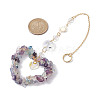 Heart Natural Fluorite Chip Pendant Drcorations HJEW-JM01651-04-2