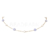 Synthetic Blue Lace Agate Star & Natural Freshwater Pearl & Brass Link Chain Necklaces NJEW-JN05687-02-2