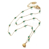 Ion Plating(IP) 304 Stainless Steel & Glass Paperclip Chain Beach Shell Shaped Pendant Necklaces for Women X-NJEW-H037-01G-2