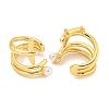 Brass with ABS Imitation Pearl Cuff Earrings for Women EJEW-C104-165G-2