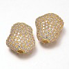 Nuggets Brass Micro Pave Cubic Zirconia Beads ZIRC-D069-G-1