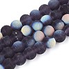 Frosted Transparent Glass Beads Strands GLAA-T032-T8mm-MBB03-1
