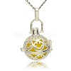 Silver Color Plated Brass Hollow Round Cage Pendants KK-J216-18S-1