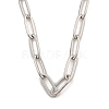 304 Stainless Steel Paperclip Chain Necklace for Women NJEW-C011-03P-02-4