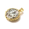 Brass with Natural Shell Carved Pendants KK-Z091-06G-01-2
