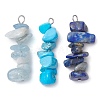 Gradient Color Natural Aquamarine & Natural Lapis Lazuli & Synthetic Turquoise Chip Beaded Pendants PALLOY-JF02791-02-1
