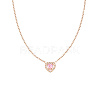 Pink Cubic Zirconia Heart Pendant Necklace with Stainless Steel Chains OQ9710-6-1
