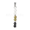 Faceted Round Natural Quartz Crystal & Labradorite & Black Spinel Beaded Pendants PALLOY-JF03529-08-1