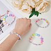 4Pcs 4 Styles Word Big Little Sis Acrylic Heart Beaded Stretch Bracelets Set BJEW-FI0001-54-3