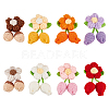 8Pcs 8 Colors Handmade Crochet Cotton Flower Ornaments AJEW-FG0004-12-1