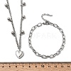 Heart 304 Stainless Steel Double Necklaces & Bracelets Sets for Women SJEW-F226-03P-3