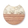 (Defective Closeout Sale: Some Scratched Surface) Transparent Resin & Walnut Wood Pendants RESI-XCP0001-80-2