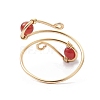 Copper Wire Wrapped Natural & Synthetic Gemstone Open Ring RJEW-JR00623-5