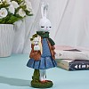 Resin Standing Rabbit Statue Bunny Sculpture Tabletop Rabbit Figurine for Lawn Garden Table Home Decoration ( Blue ) JX084A-3