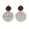 Bohemian Retro Hollow Flat Round Leather Pendants FIND-N007-02A-01-1