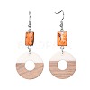 Resin & Wood Dangle Earrings EJEW-JE03027-M-3