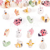 16Pcs 8 Styles Flocking Resin Pendants RESI-TA0004-16-1