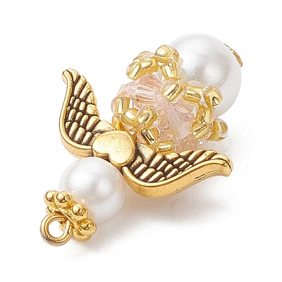 Pearlized Glass Pearl & Glass Pendants PALLOY-MZ00978-07-1