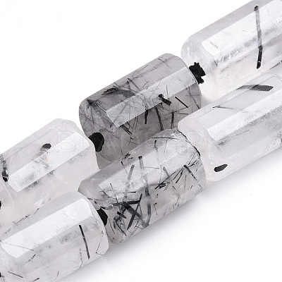 Natural Black Rutilated Quartz Beads Strands G-S269-07-1