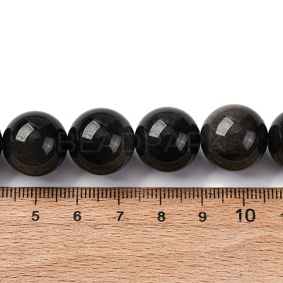 Natural Silver Sheen Obsidian Beads Strands G-F808-C01-16mm-1