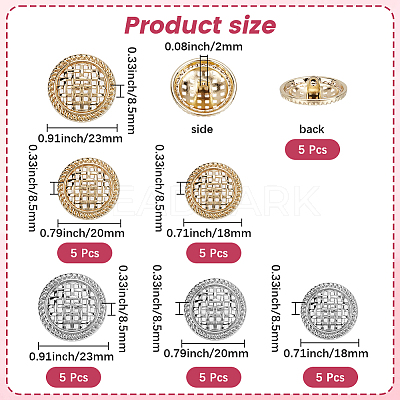 30Pcs 6 Styles Alloy Buttons DIY-CY0001-19-1