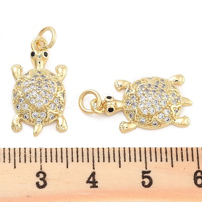 Brass Pave Clear Cubic Zirconia Pendants KK-U009-12F-G-1