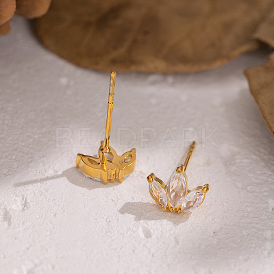 304 Stainless Steel Flower Stud Earrings X-WA7046-1