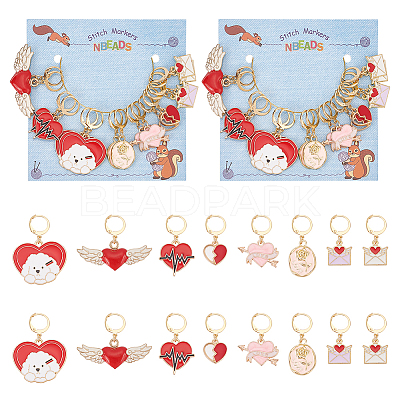 Valentine's Day Alloy Enamel Pendant Stitch Markers HJEW-AB00290-1