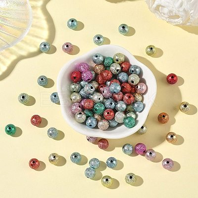 Spray Painted Acrylic Beads ACRP-Q018-8mm-M-1